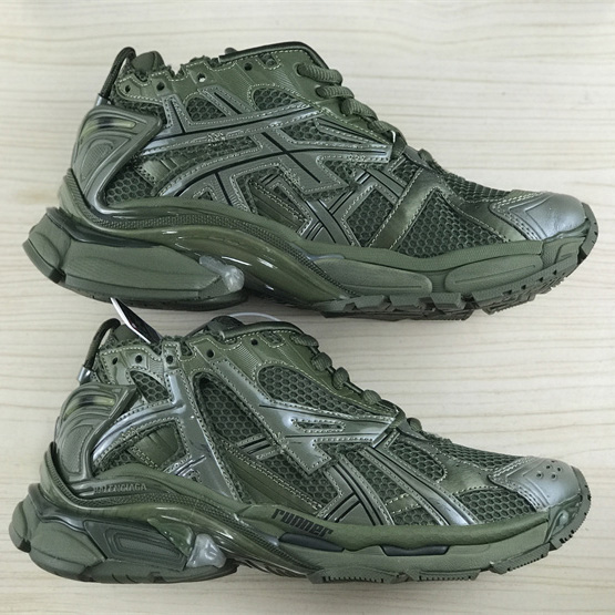 Balenciaga Runner Sneaker In Dark Green Mesh And Nylon - EUR FASHION