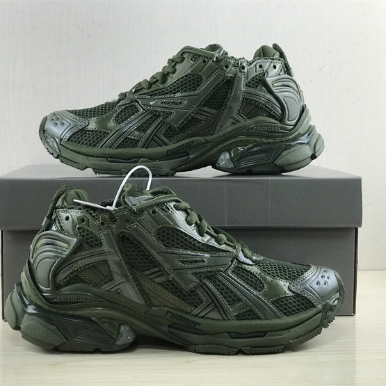 Balenciaga Runner Sneaker In Dark Green Mesh And Nylon - EUR FASHION