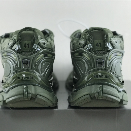 Balenciaga Runner Sneaker In Dark Green Mesh And Nylon - EUR FASHION