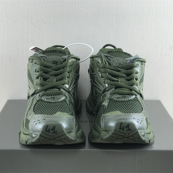 Balenciaga Runner Sneaker In Dark Green Mesh And Nylon - EUR FASHION