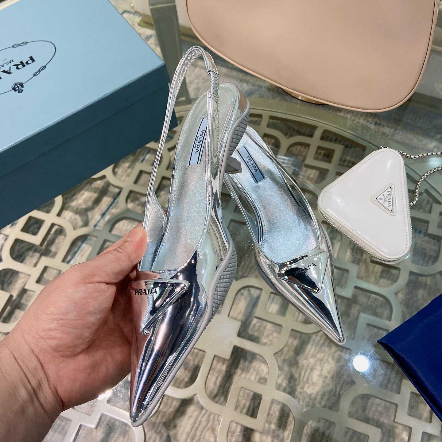 Prada Brushed Leather Slingback Pumps - EUR FASHION