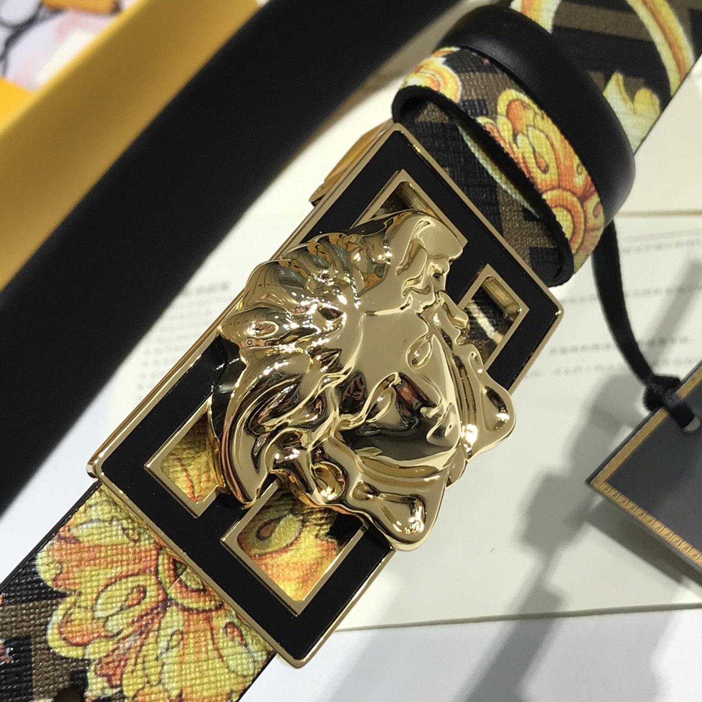 Versace Fendace Gold Baroque Reversible Belt - EUR FASHION