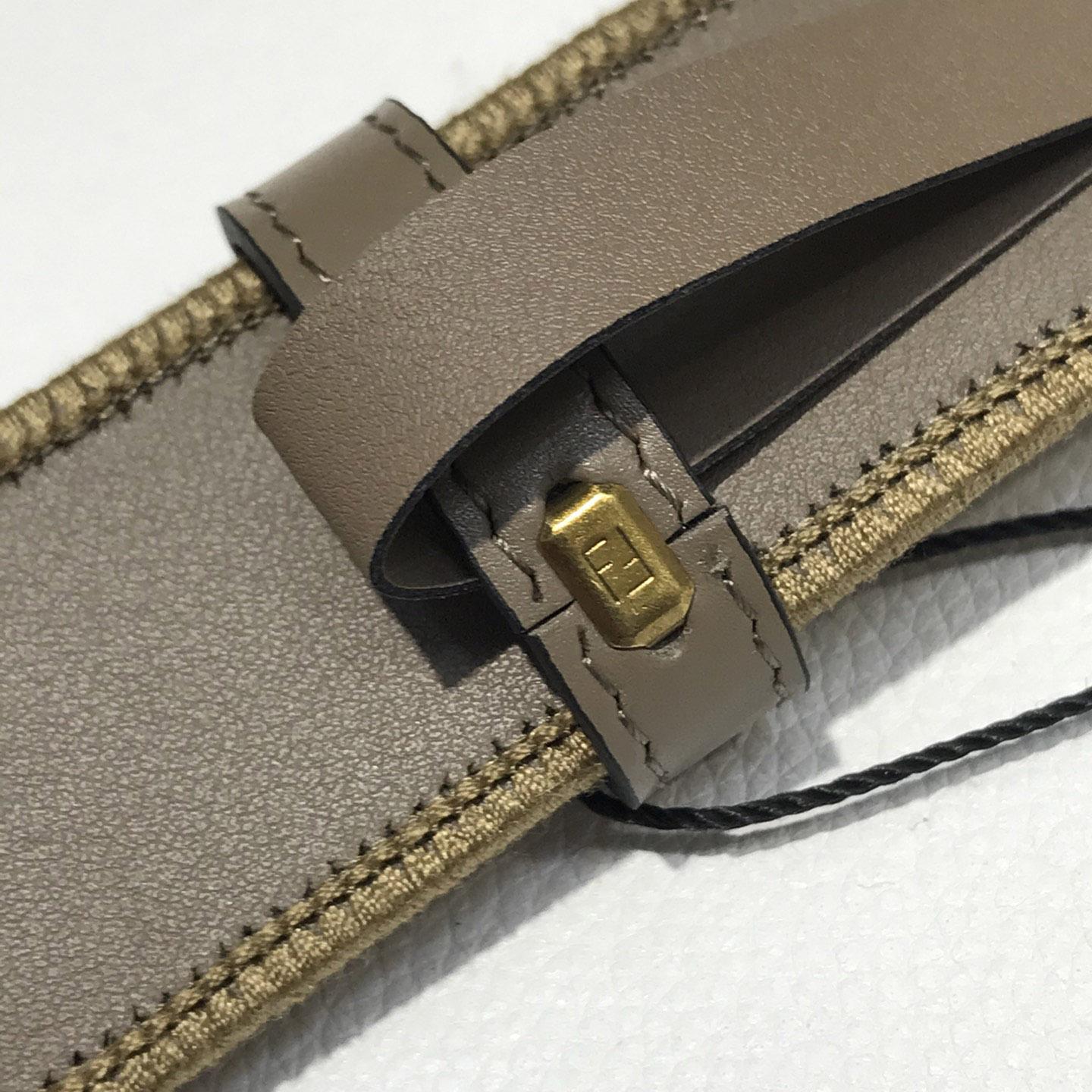 Fendi Dove Gray FF Jacquard Fabric Belt - EUR FASHION