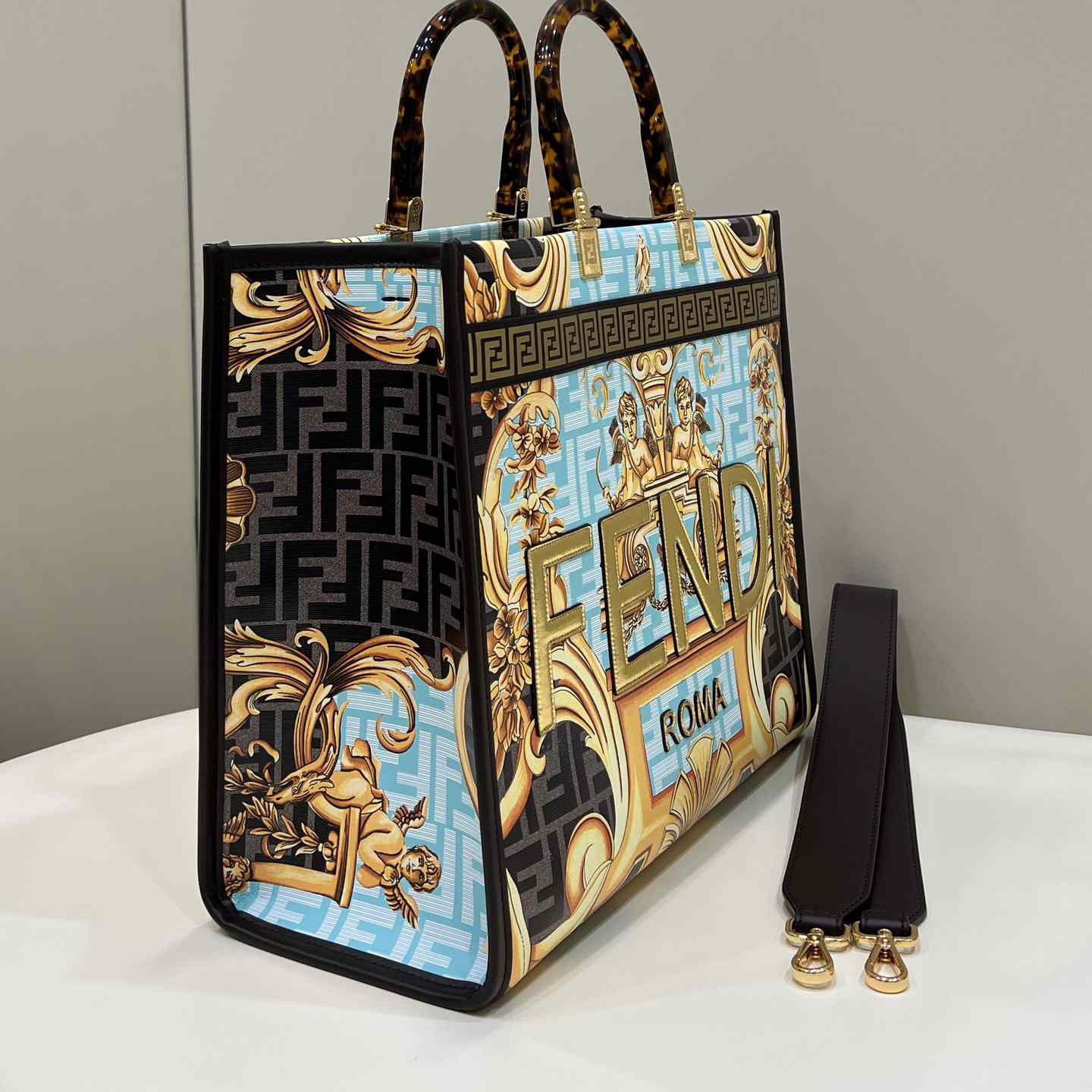 Versace x Fendi Sunshine Fendace Leather Shopper(36-13-32cm) - EUR FASHION