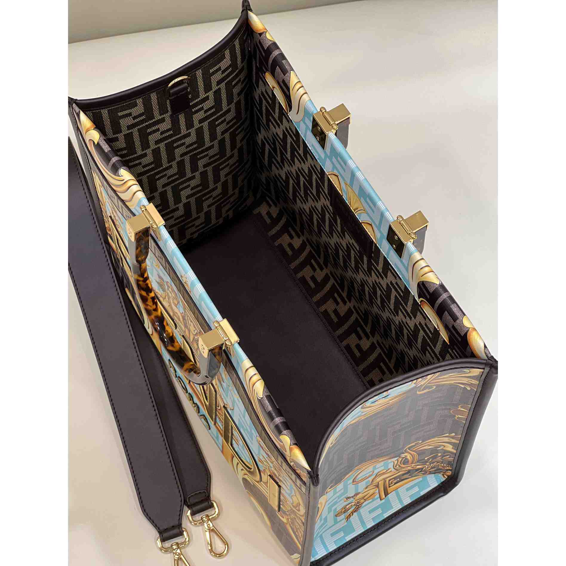 Versace x Fendi Sunshine Fendace Leather Shopper(36-13-32cm) - EUR FASHION