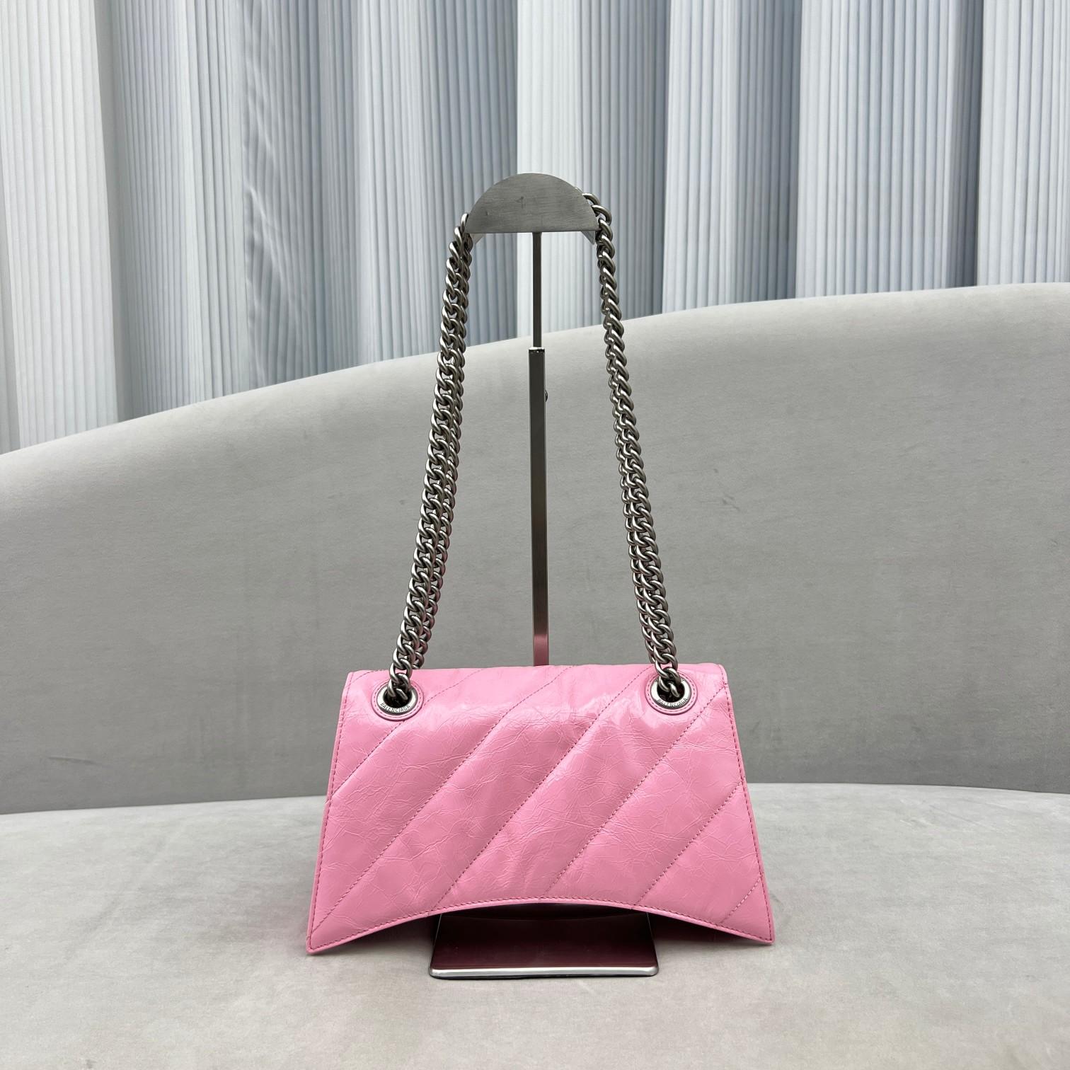 Balenciaga Women's Crush Small Chain Bag Quilted In Pink(25-15-9.5cm) - EUR FASHION