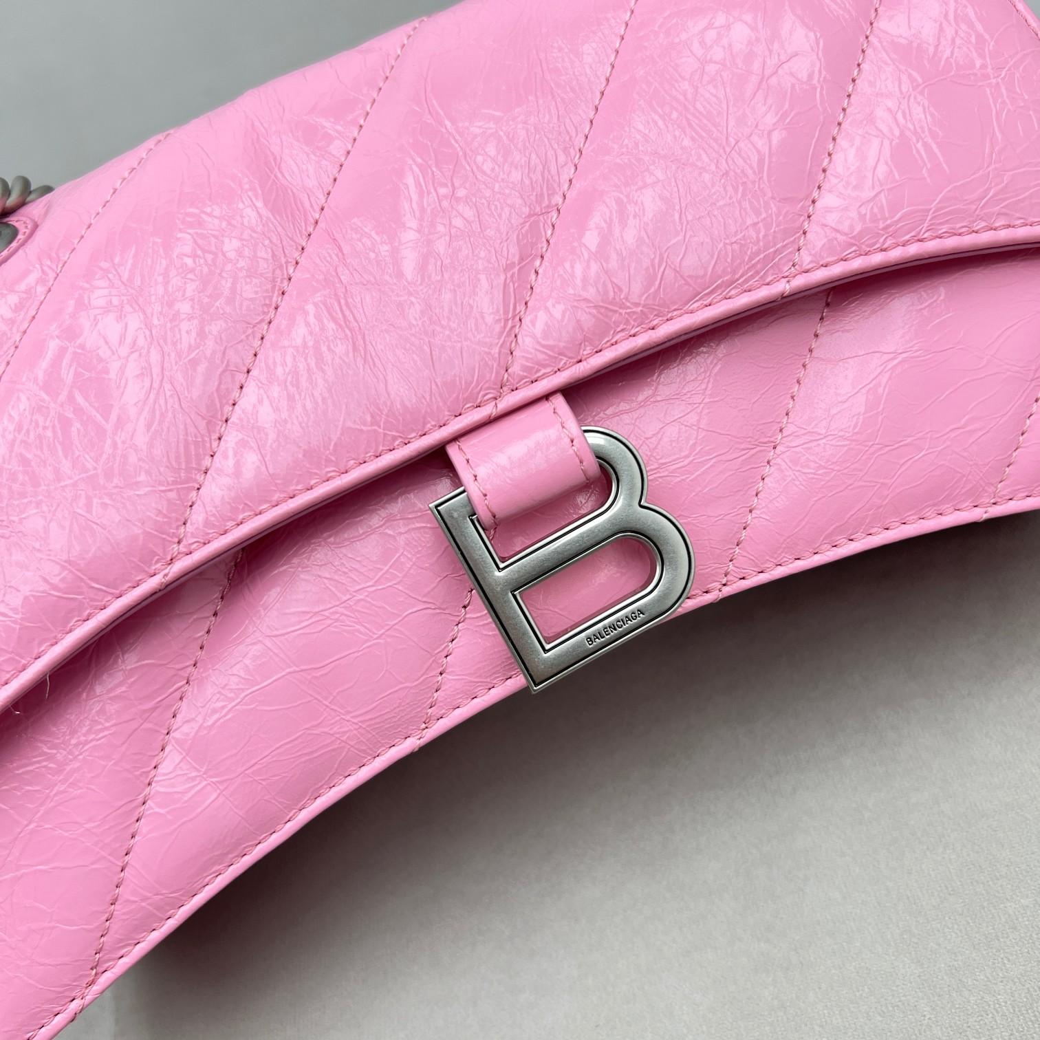 Balenciaga Women's Crush Small Chain Bag Quilted In Pink(25-15-9.5cm) - EUR FASHION