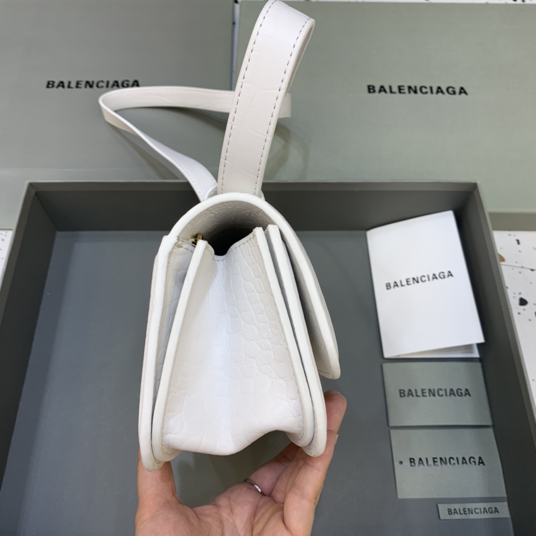 Balenciaga Women's Gossip Small Bag In Stripe Embossed Calfskin In White(23.5-12.4-10.4cm) - EUR FASHION