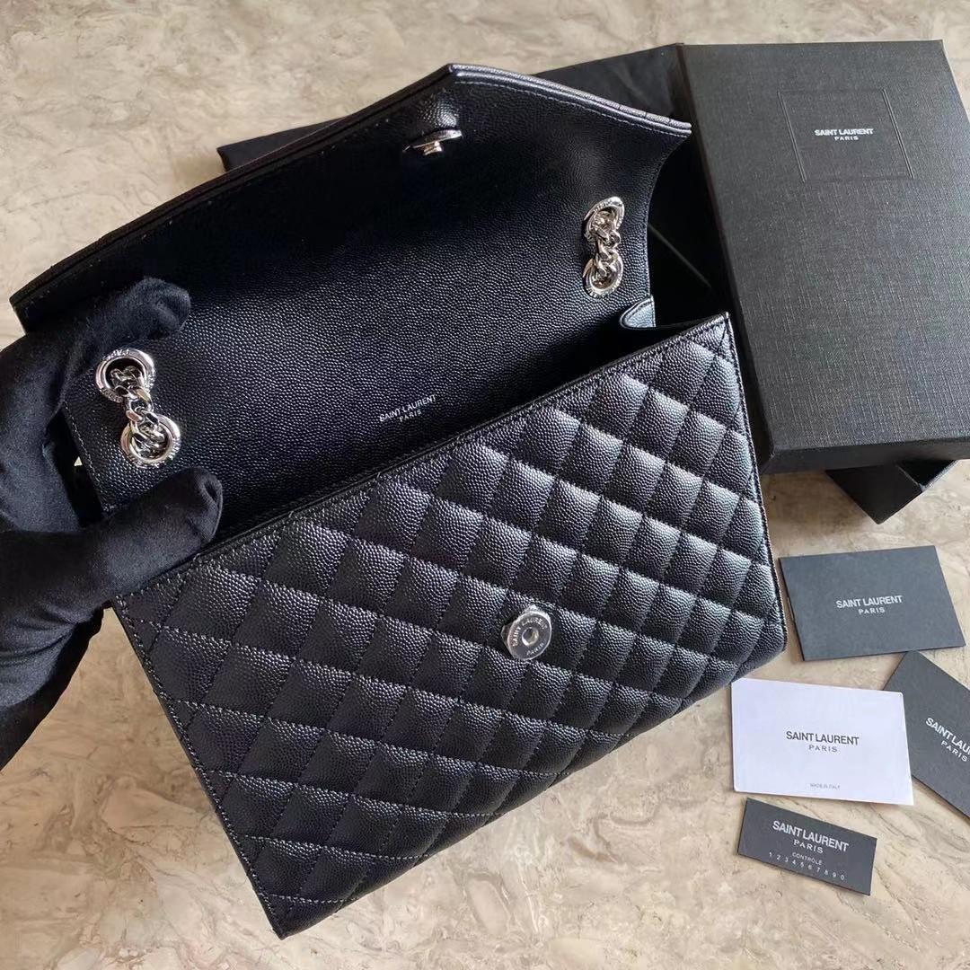 Saint Laurent Envelope Medium Chain Bag In Mix Matelasse Grain De Poudre Embossed Leather - EUR FASHION