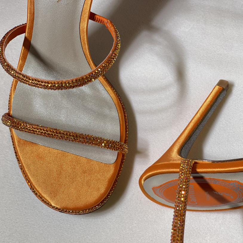 Rene Caovilla Cleo Crystal Orange Sandal - EUR FASHION