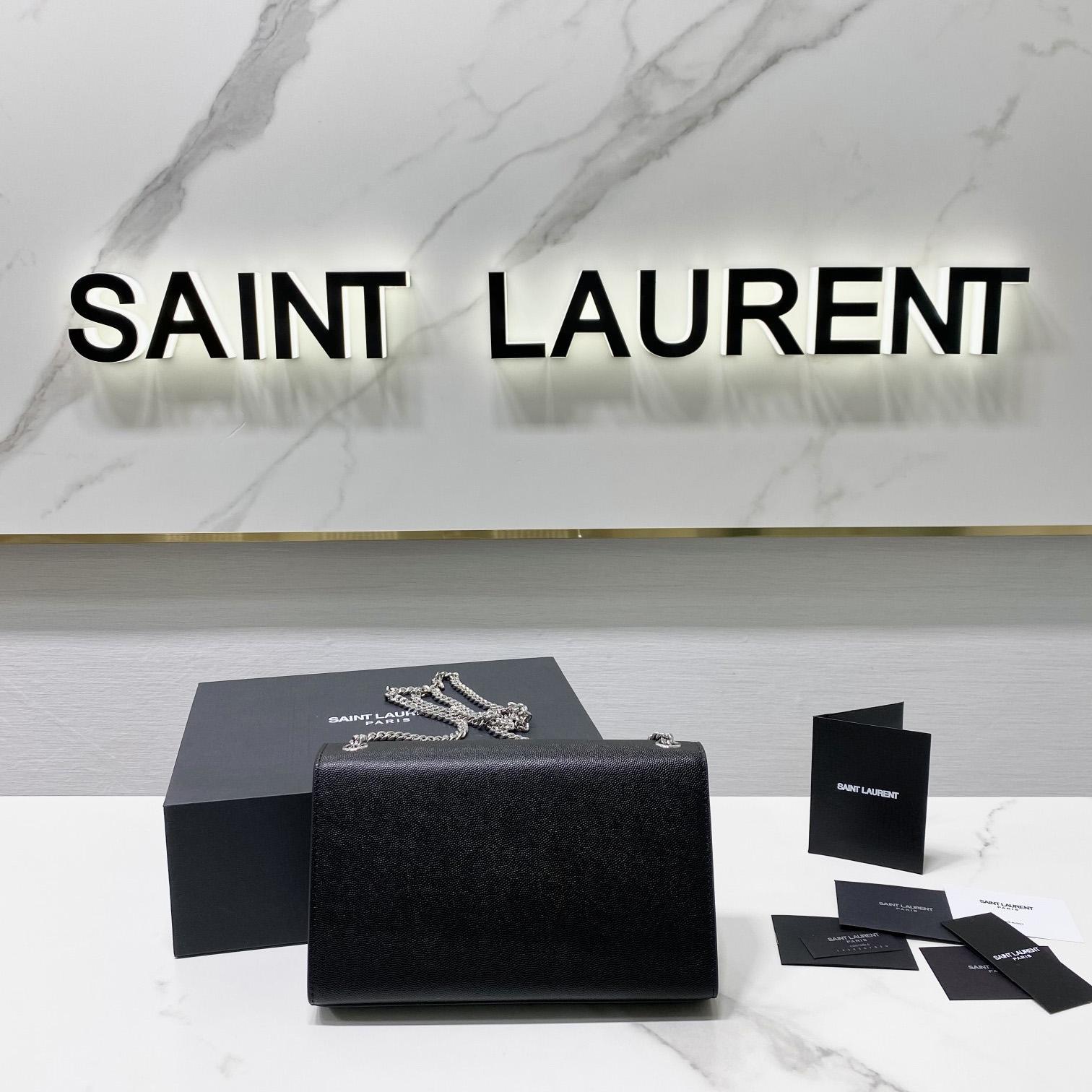 Saint Laurent Kate Medium Chain Bag In Grain De Poudre Embossed Leather - EUR FASHION