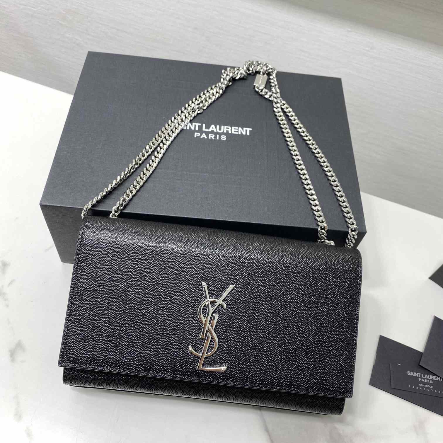 Saint Laurent Kate Medium Chain Bag In Grain De Poudre Embossed Leather - EUR FASHION