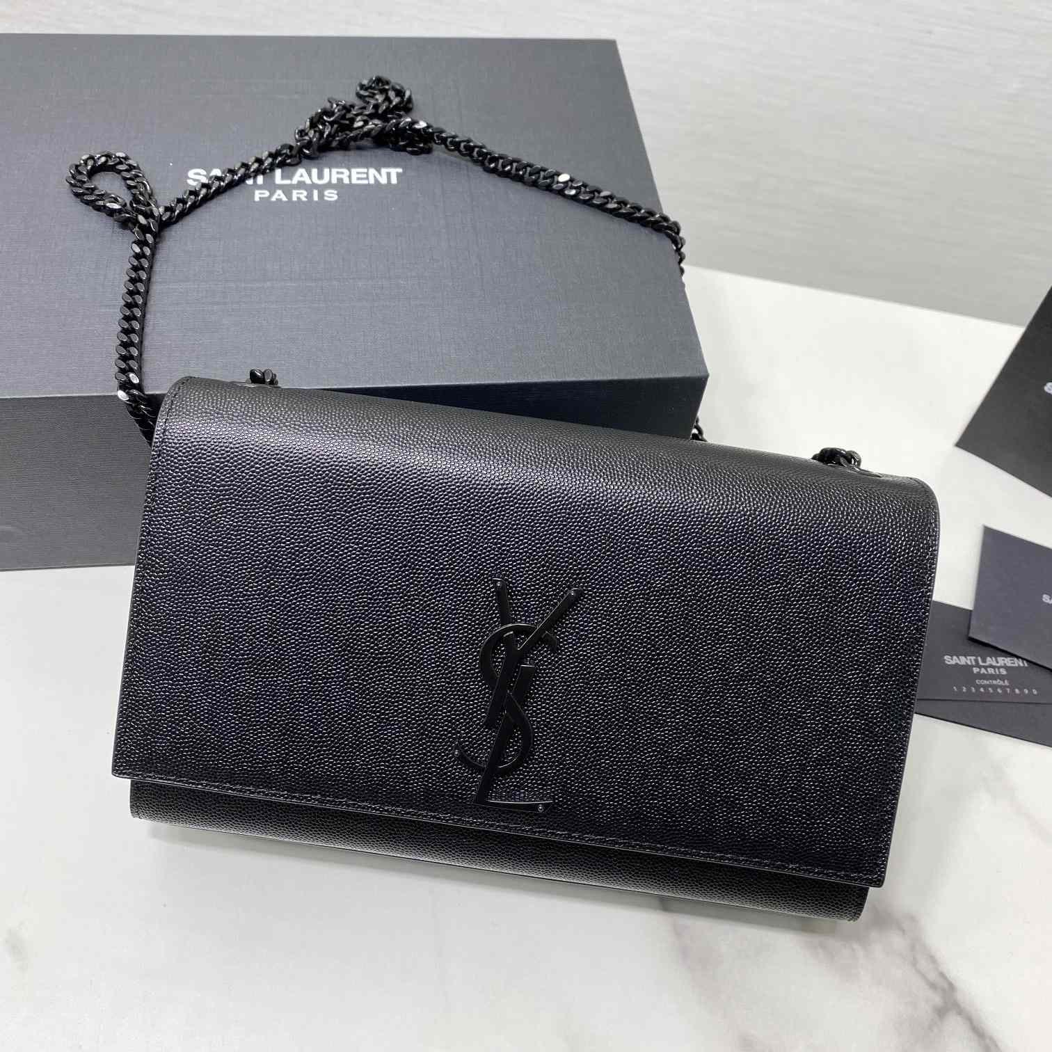 Saint Laurent Kate Medium Chain Bag In Grain De Poudre Embossed Leather - EUR FASHION