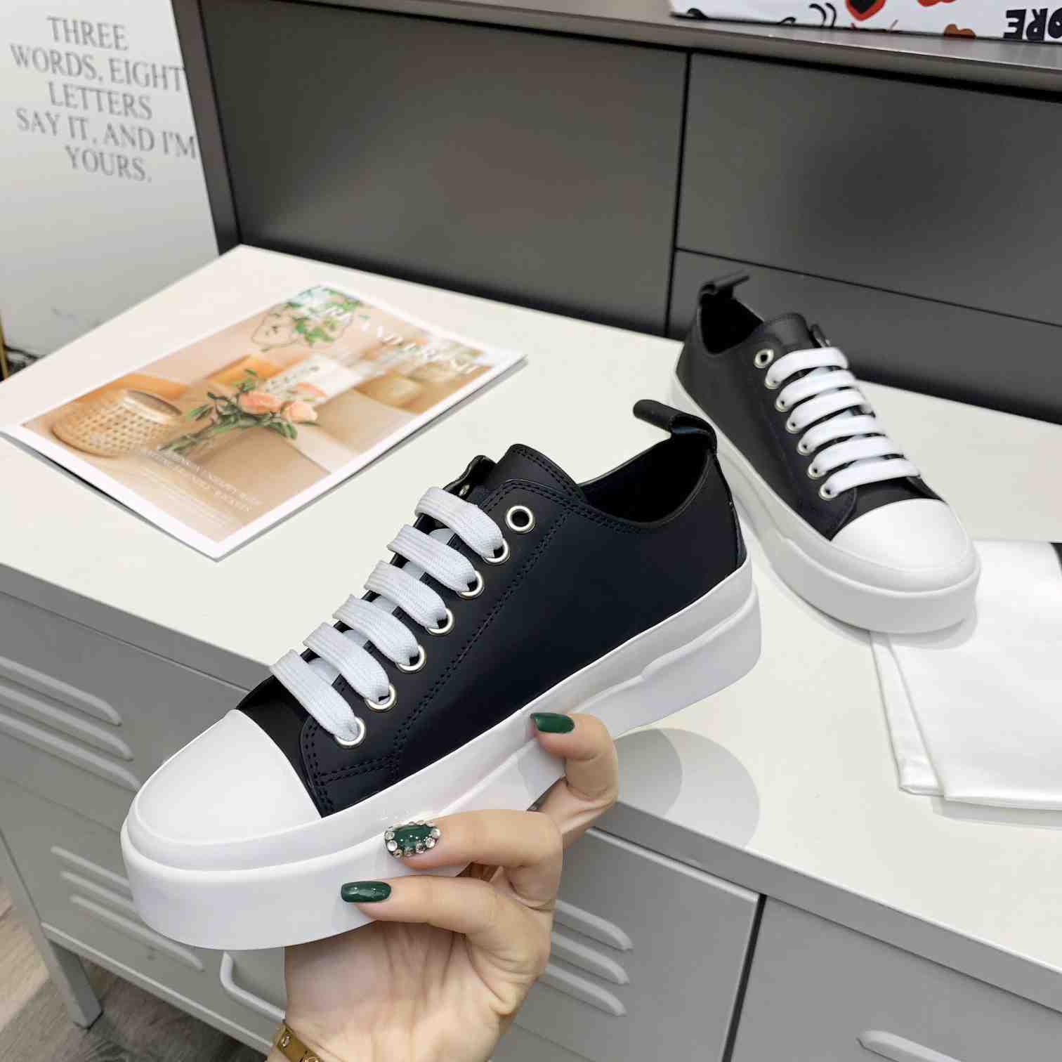 Dolce & Gabbana Calfskin Portofino Light Sneakers With Logo-Detailed Plate And Logo Print - EUR FASHION