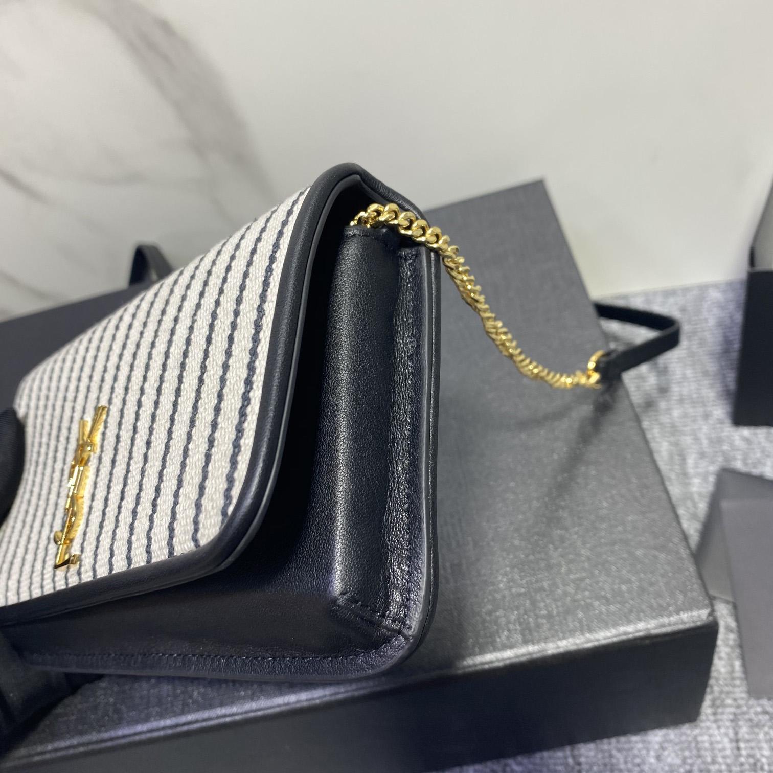 Saint Laurent Monogram Mini Striped-Canvas Cross-Body Bag (18x11x2cm) - EUR FASHION