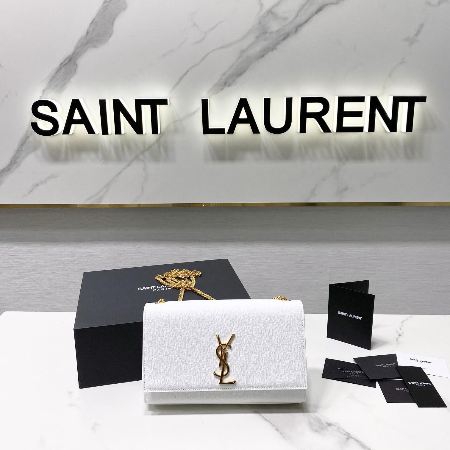 Saint Laurent Kate Medium Chain Bag In Grain De Poudre Embossed Leather - EUR FASHION