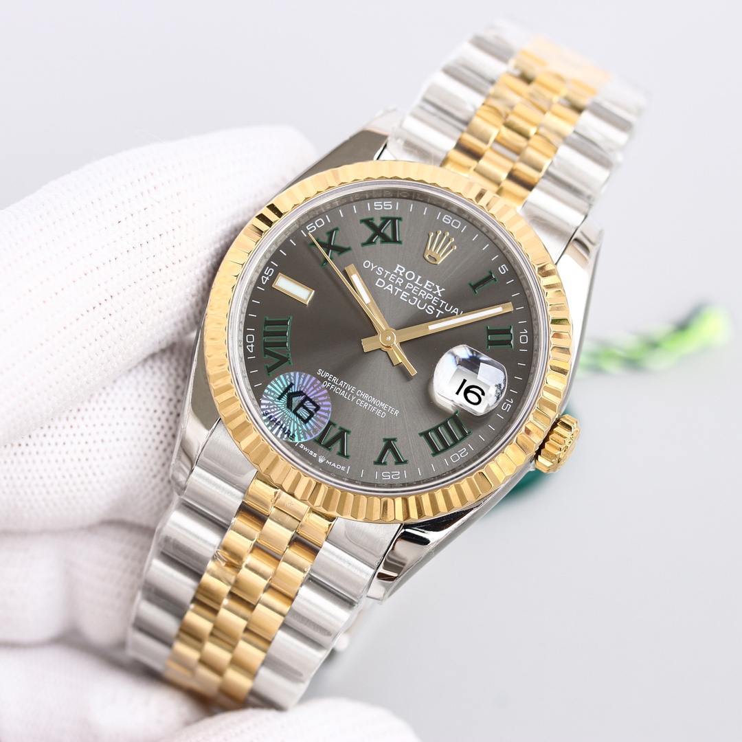Rolex Datejust Oystersteel Steel Yellow Gold Dark Grey Dial Jubilee - EUR FASHION