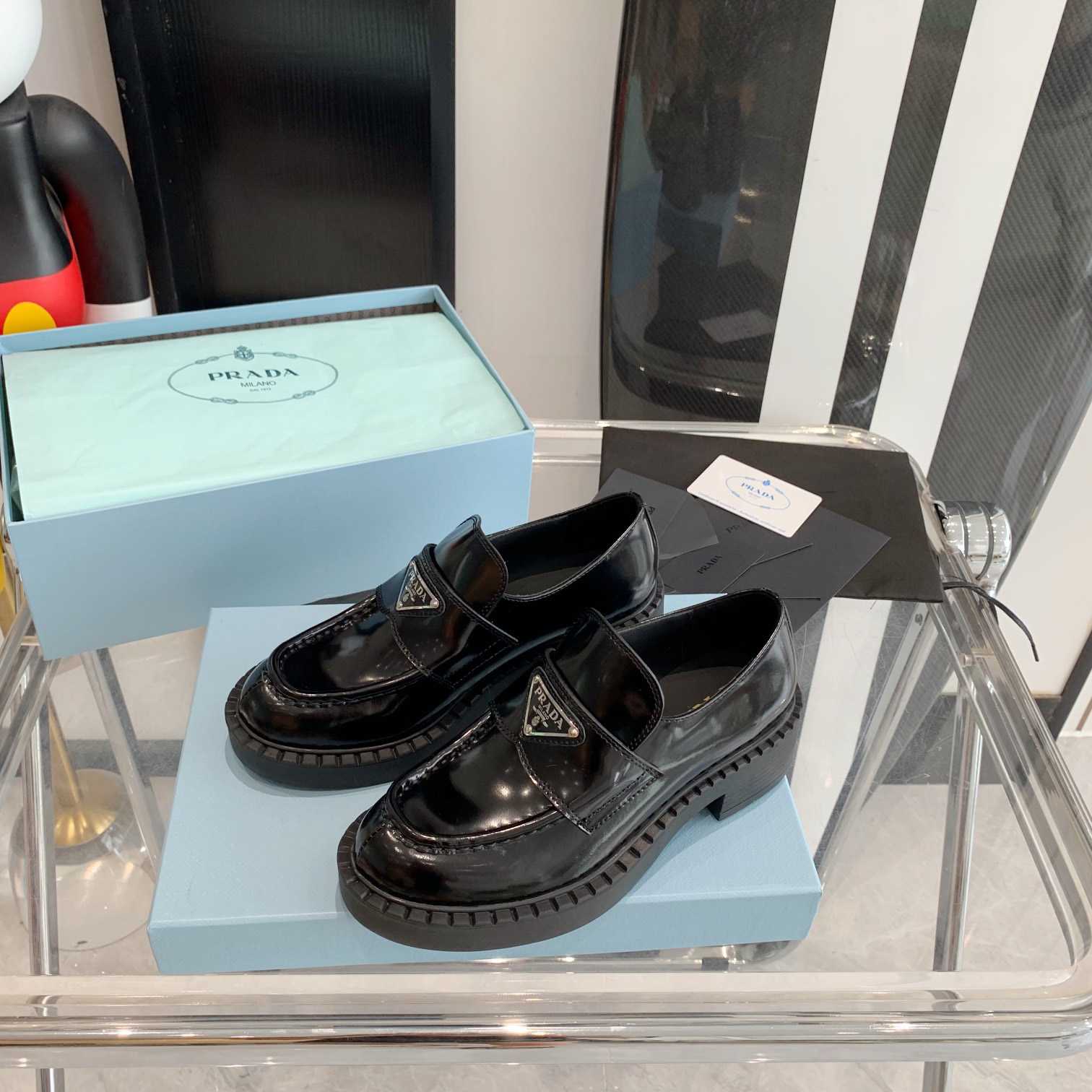 Prada Chocolate Brushed Leather Loafers - EUR FASHION