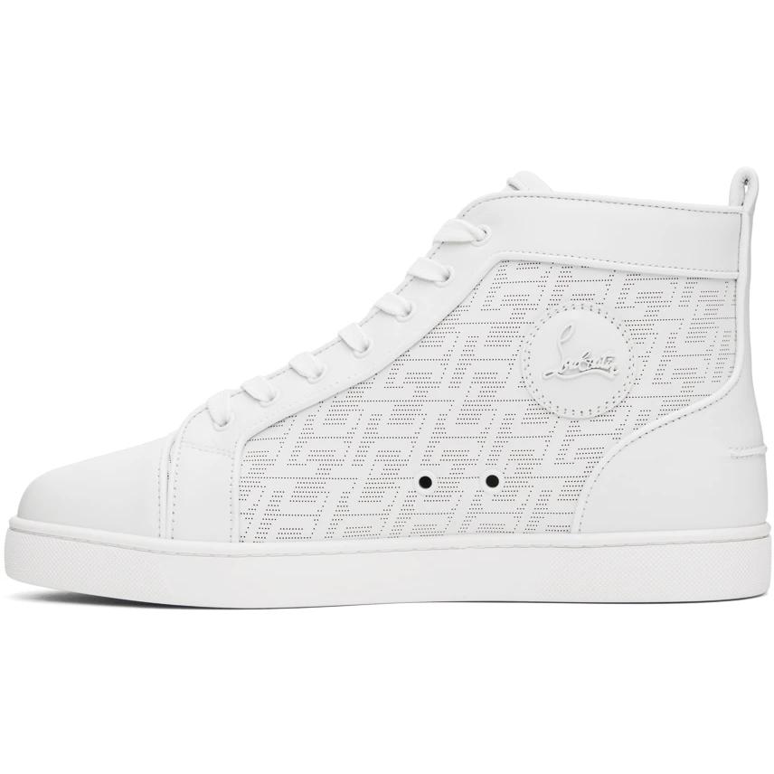 Christian Louboutin High-Top Sneakers - Perforated Calf Leather Techno CL And Nappa Leather - Bianco - EUR FASHION