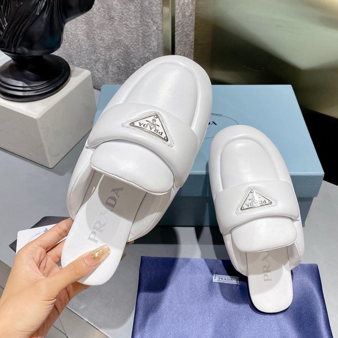 Prada Soft Padded Nappa Leather Sabots - EUR FASHION