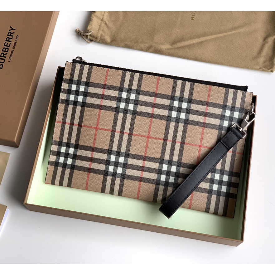 Burberry Vintage Check Canvas Zip Pouch(30cm*19.5cm) - EUR FASHION