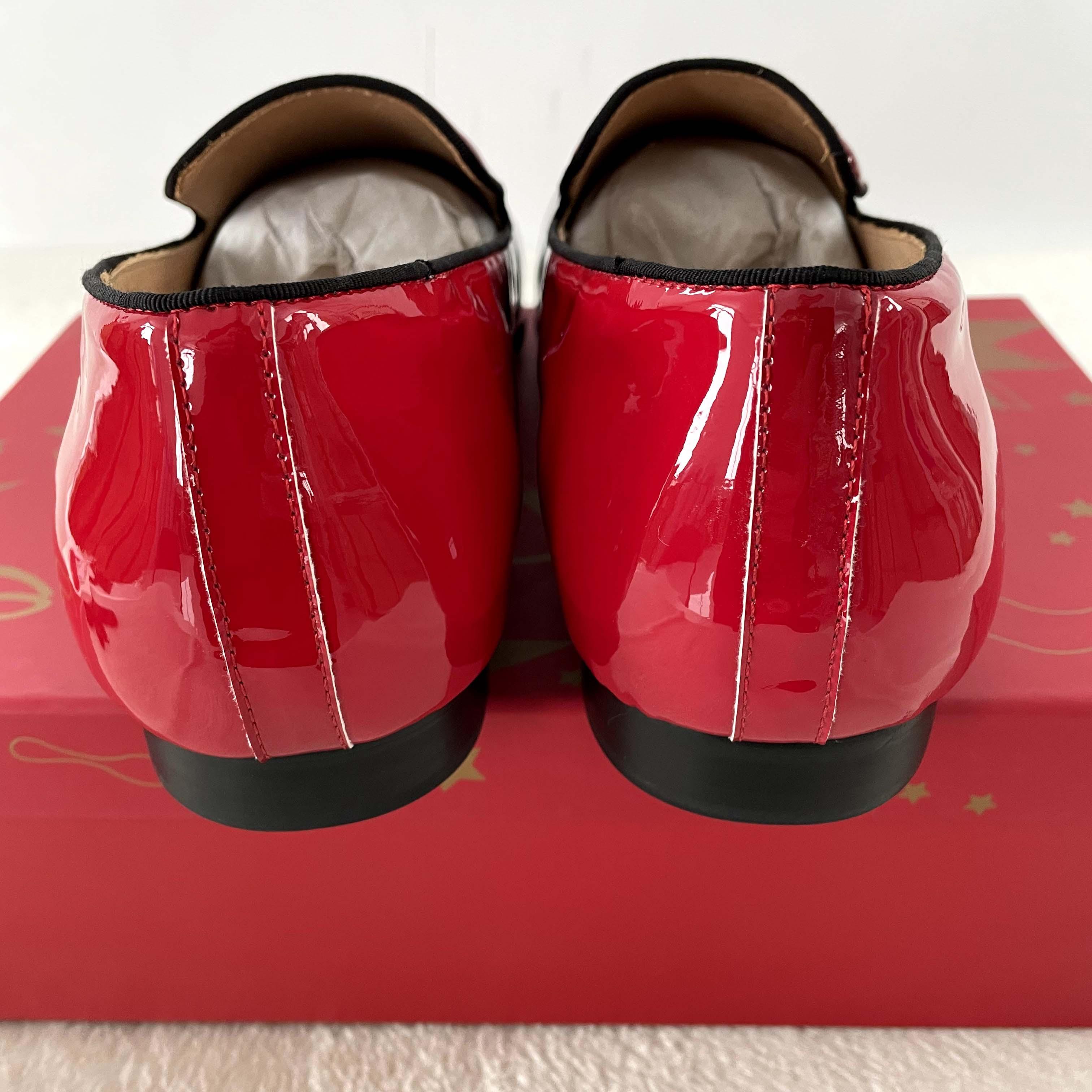 Christian Louboutin Black Red Patent leather Loafers Dress Shoes - EUR FASHION