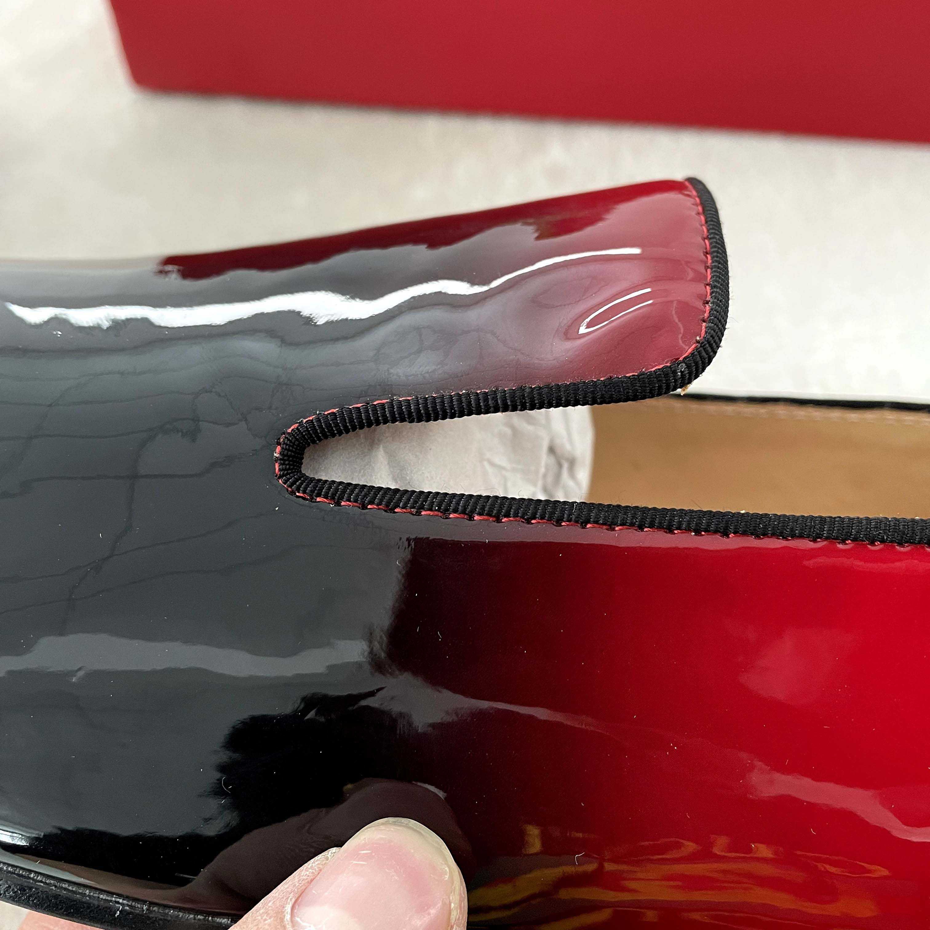 Christian Louboutin Black Red Patent leather Loafers Dress Shoes - EUR FASHION