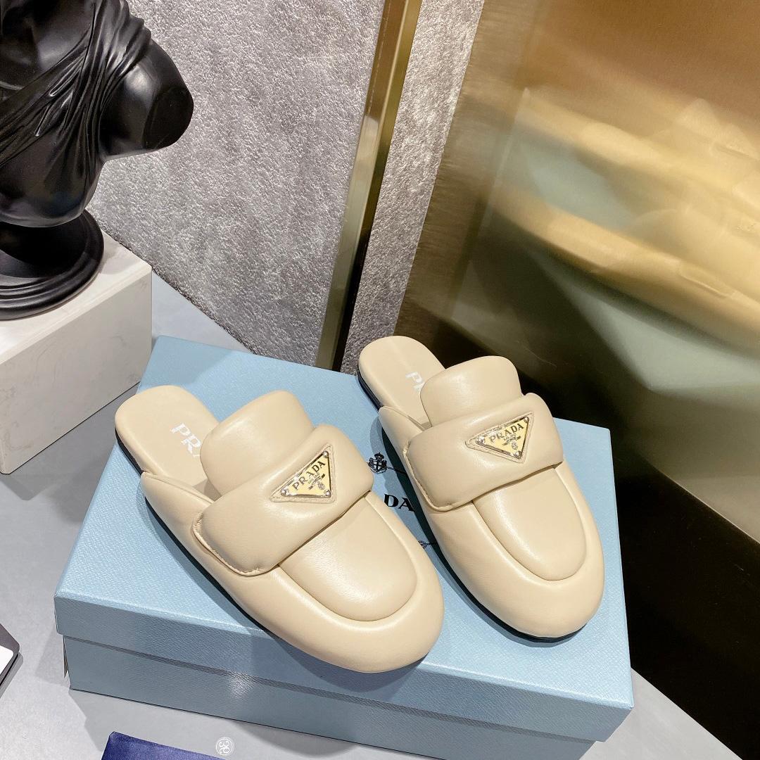 Prada Soft Padded Nappa Leather Sabots - EUR FASHION
