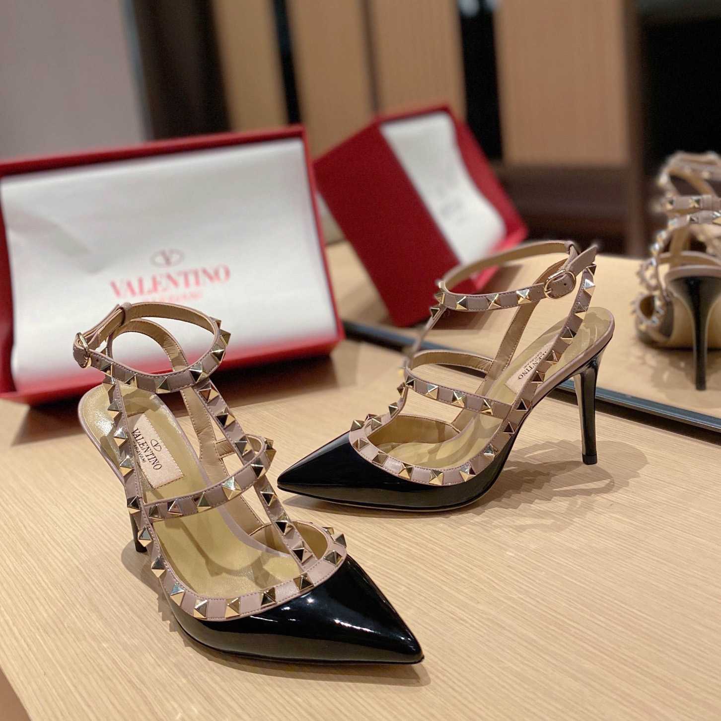 Valenti Patent Rockstud Caged Pump   100mm - EUR FASHION