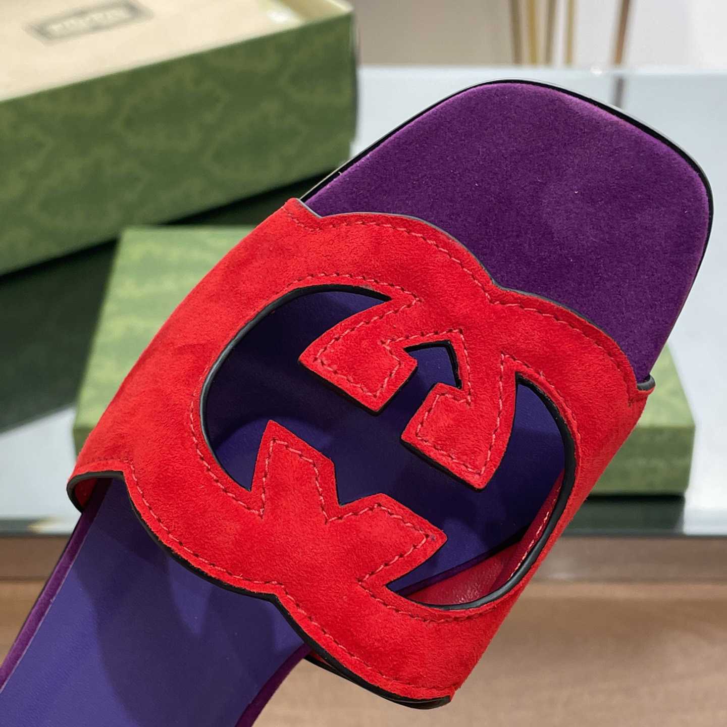 Gucci Women's Interlocking G Cut-out Slide Sandal - EUR FASHION