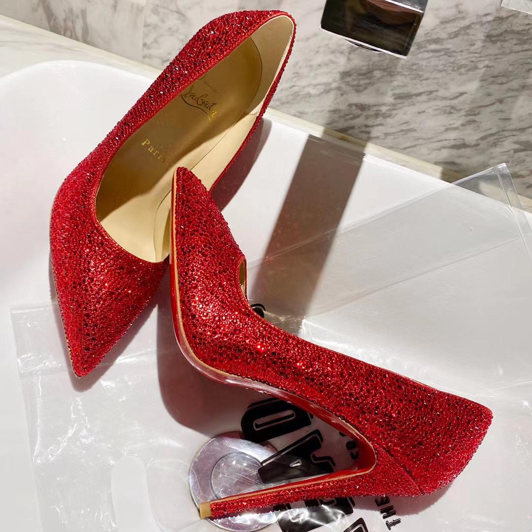 Christian Louboutin Red Leather Strass Degrade So Kate Pumps - EUR FASHION