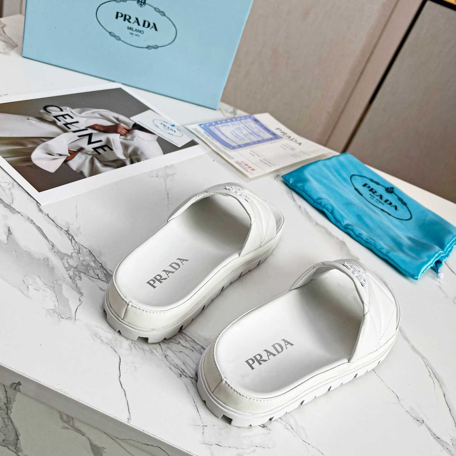 Prada Quilted Nappa Leather Slides - EUR FASHION