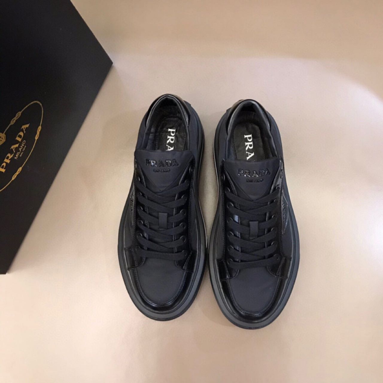 Prada Macro Re-Nylon And Brushed Leather Sneakers - EUR FASHION