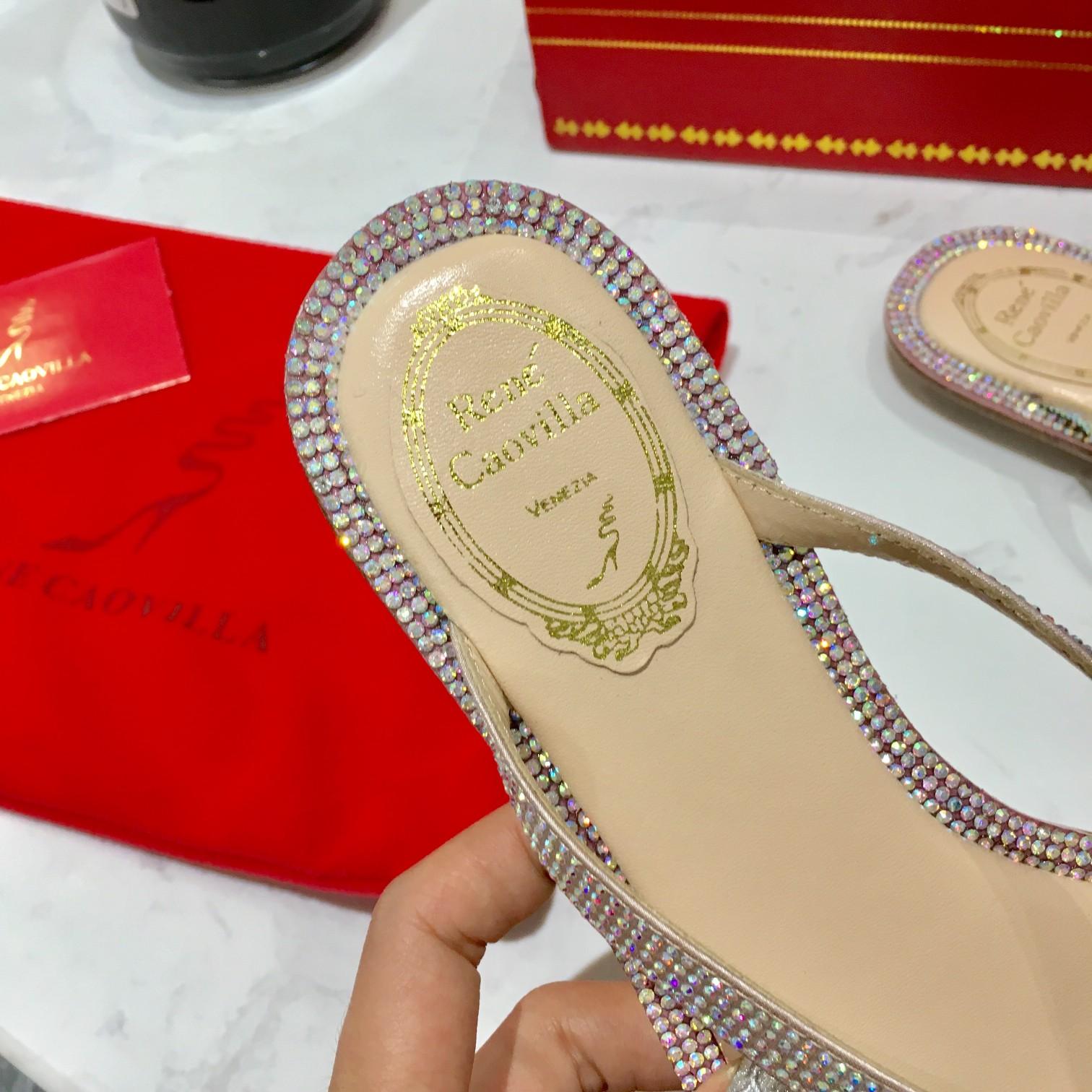 Rene Caovilla Diana Crystal Beige Flip-Flop 10 - EUR FASHION