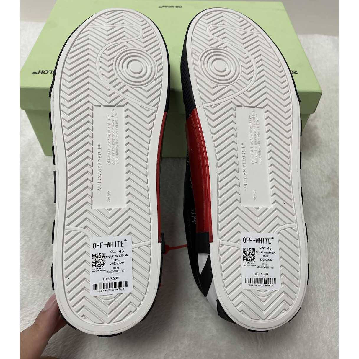 Off White Black Canvas Vulcanized Low Sneakers - EUR FASHION