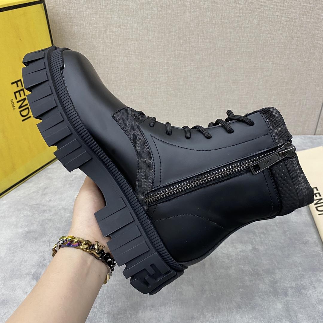 Fendi Force Black Leather Ankle Boots - EUR FASHION