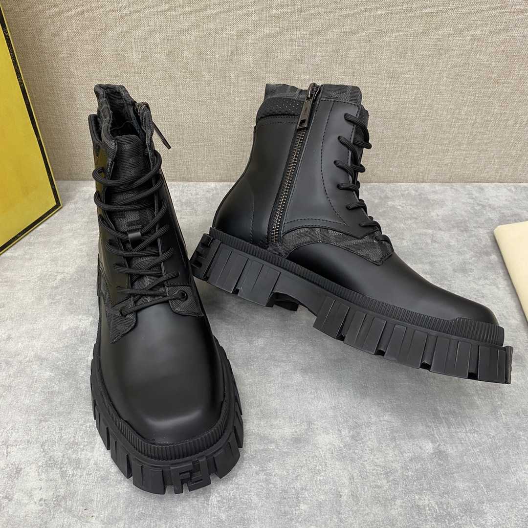 Fendi Force Black Leather Ankle Boots - EUR FASHION