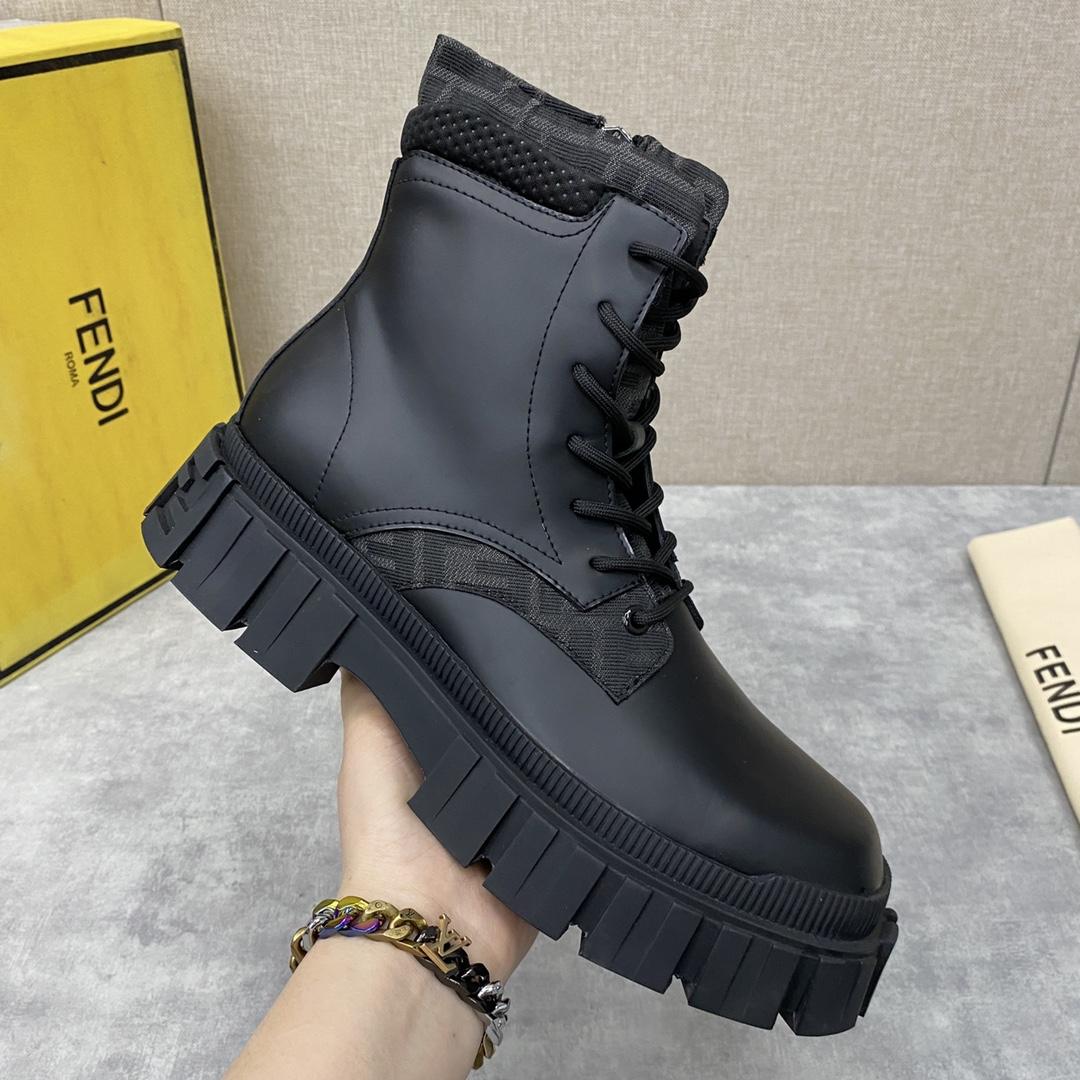 Fendi Force Black Leather Ankle Boots - EUR FASHION