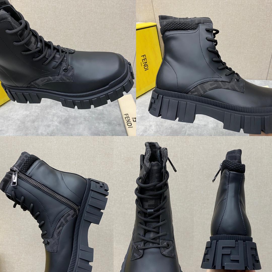 Fendi Force Black Leather Ankle Boots - EUR FASHION