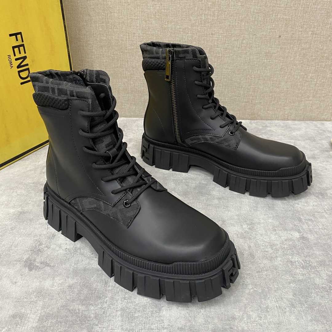 Fendi Force Black Leather Ankle Boots - EUR FASHION