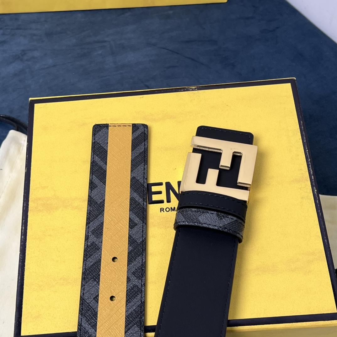 Fendi Reversible Black Leather Belt  - EUR FASHION