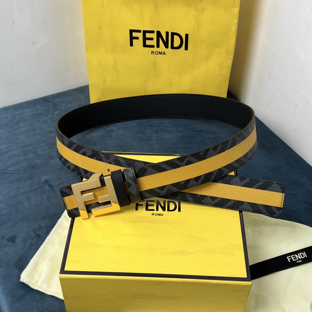 Fendi Reversible Black Leather Belt  - EUR FASHION