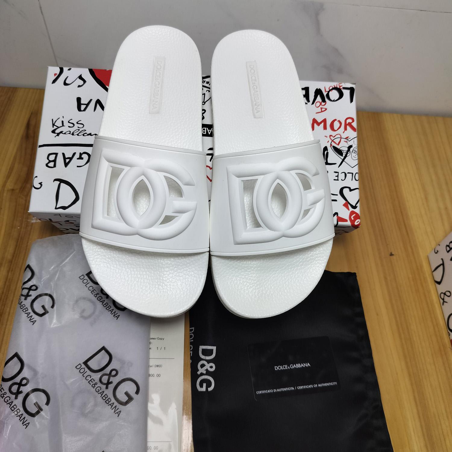 Dolce & Gabbana Rubber Beachwear Slides With DG Millennials Logo - EUR FASHION