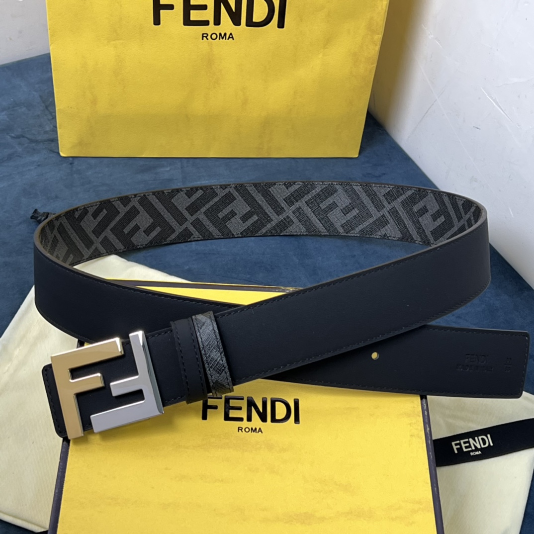Fendi Reversible Black Leather Belt  - EUR FASHION