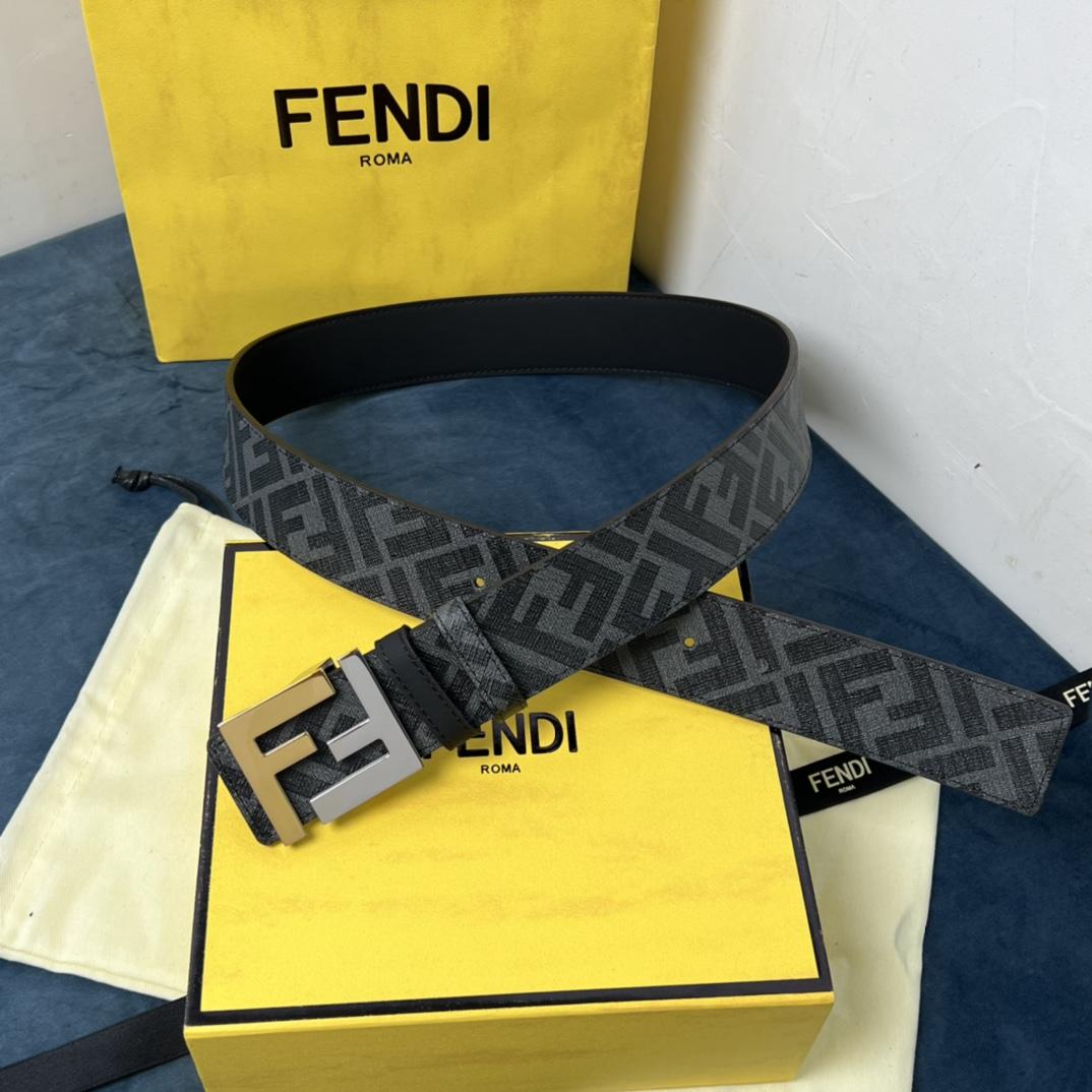 Fendi Reversible Black Leather Belt  - EUR FASHION