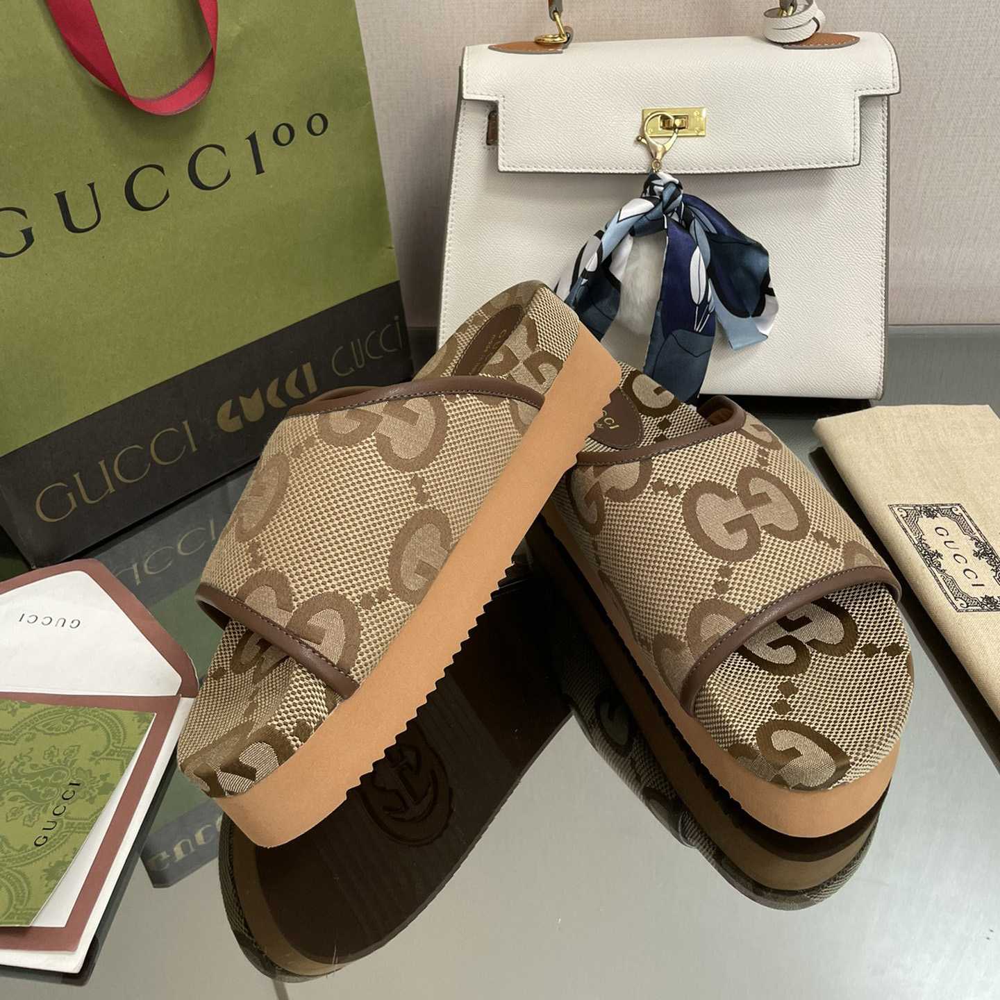 Gucci Women's Jumbo GG Platform Slide - EUR FASHION
