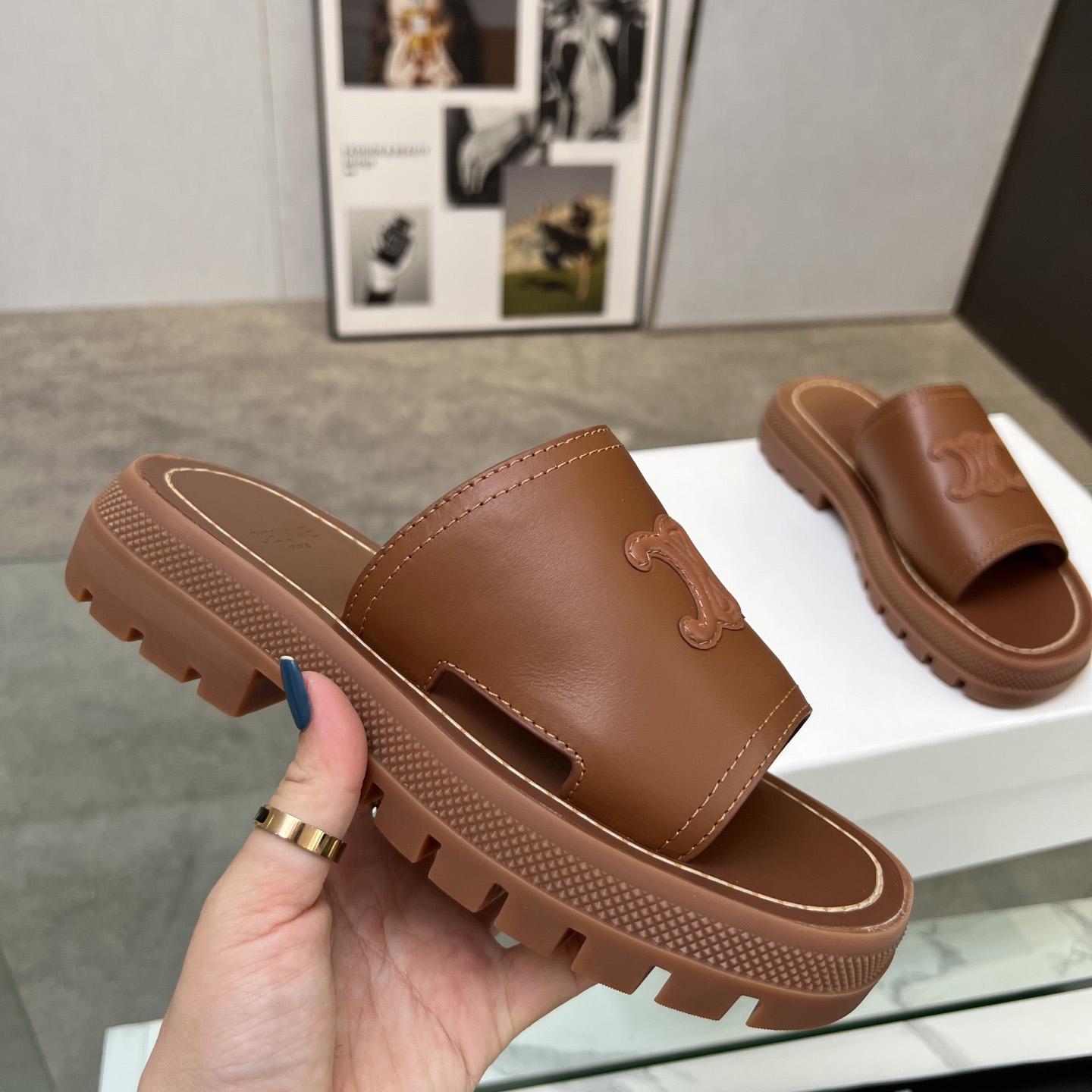 Celine Clea Triomphe Slide In Vegetable - Tanned Calfskin - EUR FASHION