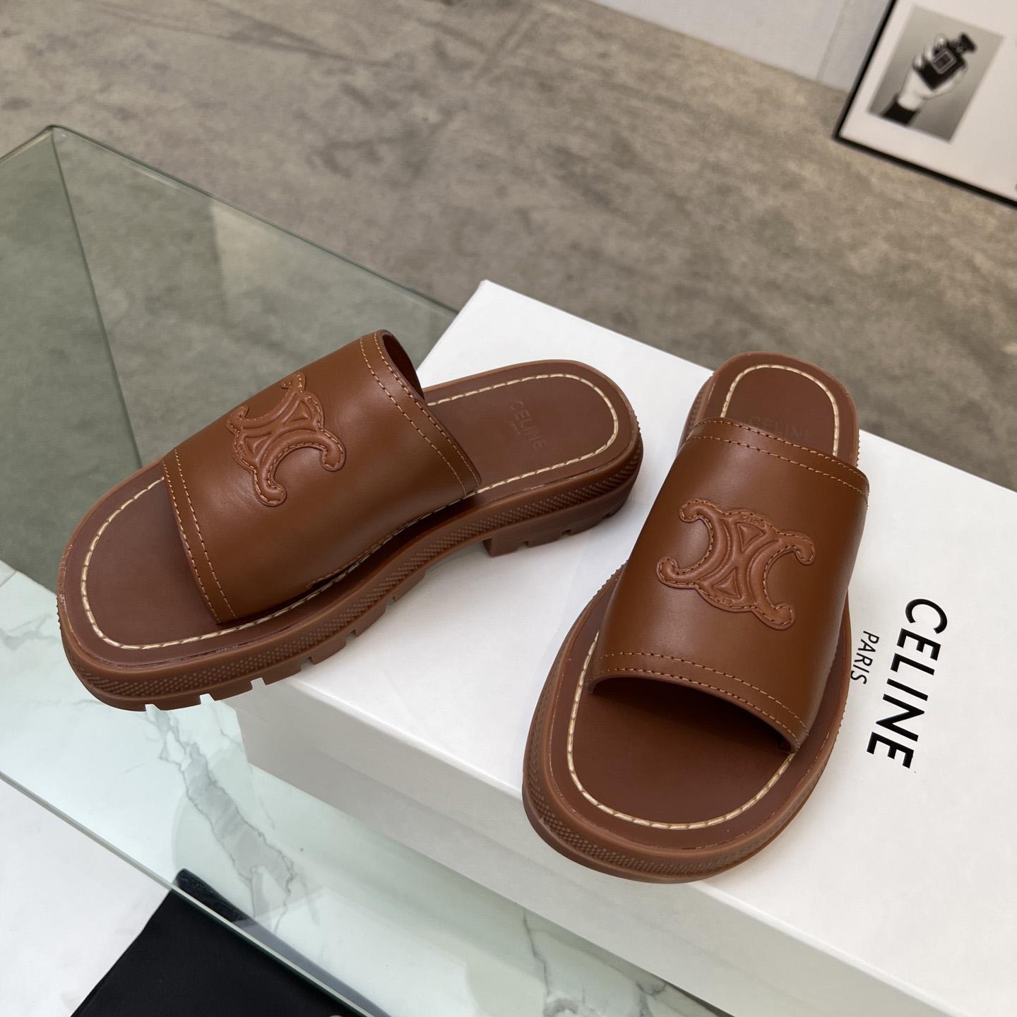 Celine Clea Triomphe Slide In Vegetable - Tanned Calfskin - EUR FASHION