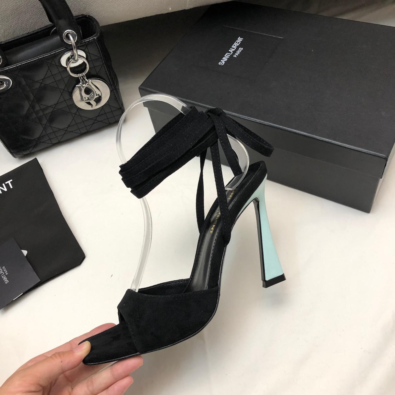 Saint Laurent Paz Sandals In Suede And Metallized Leather - EUR FASHION