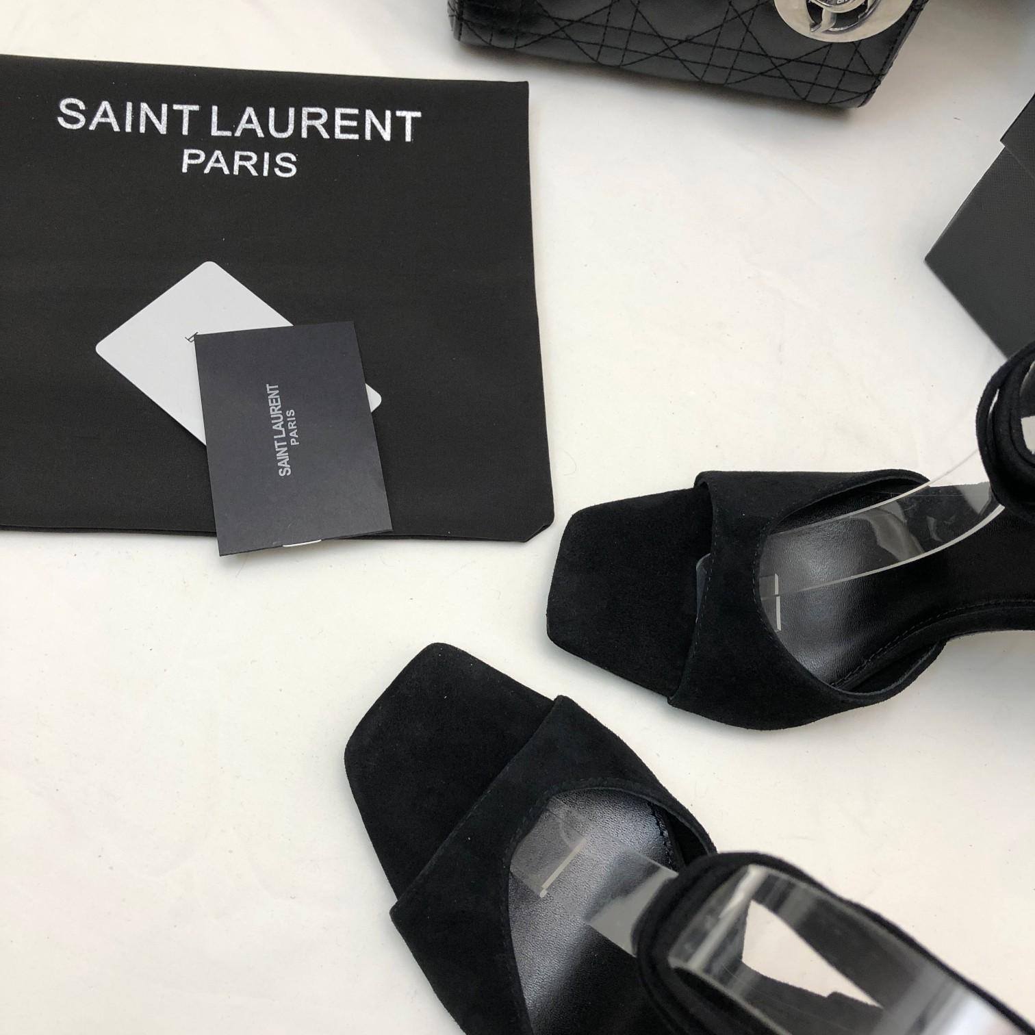Saint Laurent Paz Sandals In Suede And Metallized Leather - EUR FASHION